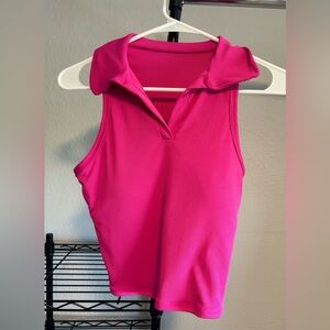 Shein Small Hot Pink Crop Top — Golf/Tennis Shirt removable bra pads